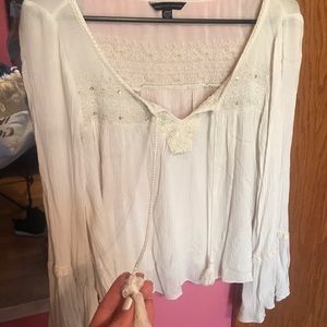 American Eagle flowy white shirt
